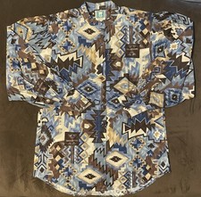 Desert West by Sherry Holt Long Sleeve Pearl Snap Shirt Western Aztec Womens L