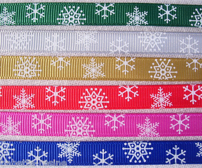 WEIHNACHTEN SCHNEESTERNE ** 10mm ** GROSSKÖRNIGES BAND - zur Auswahl Meterware