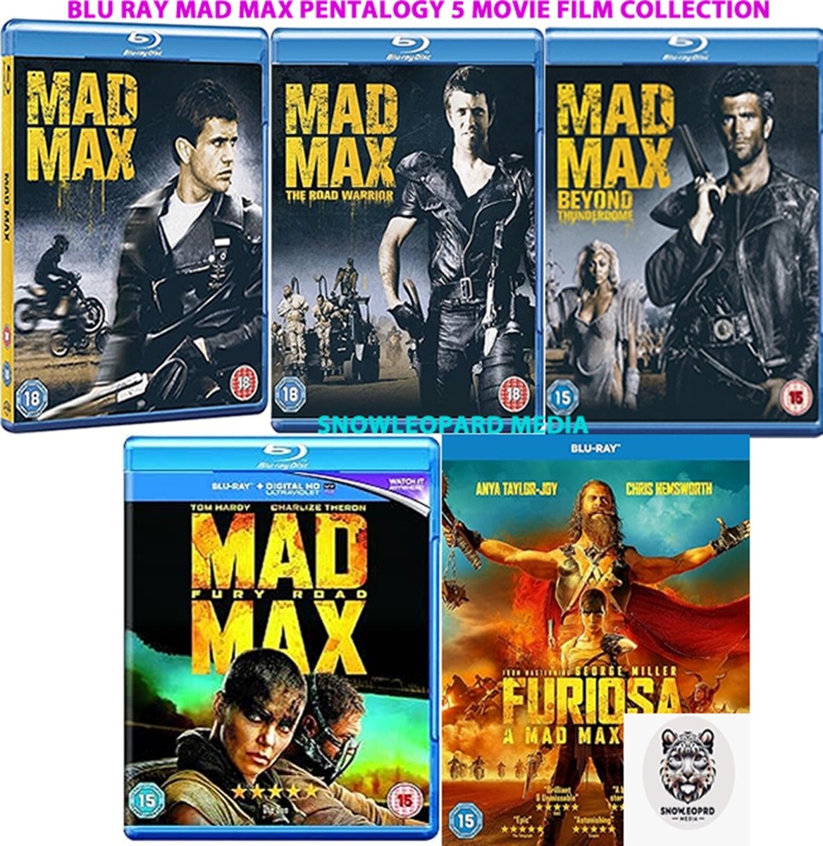BLU RAY MAD MAX PENTALOGY 5 MOVIE FILM COLLECTION PART 1 2 3 FURY