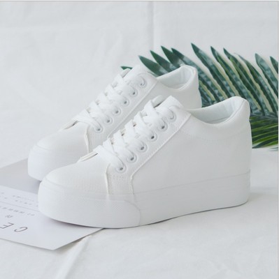 white hidden wedge trainers