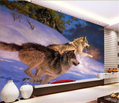 3D Two Wolves ZHUA4401 Wallpaper Wall Murals Removable Self-adhesive Amy