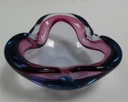 Vtg Murano Seguso Cranberry Blue Sommerso Midcentury Modern Italian Glass Bowl