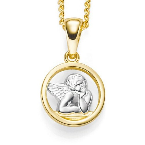 Ciondolo Angelo 585 Oro Giallo/Bianco Bicolore 10x15mm Donna