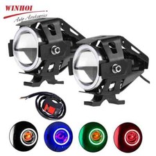 Led Motorcycle Headlight with Abgle Eyes 125W Additional Spotlights Fog Lights