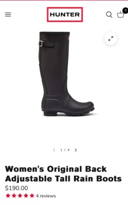 Hunter Tall Rain Boot. NWOT. Black. Women display picture 1