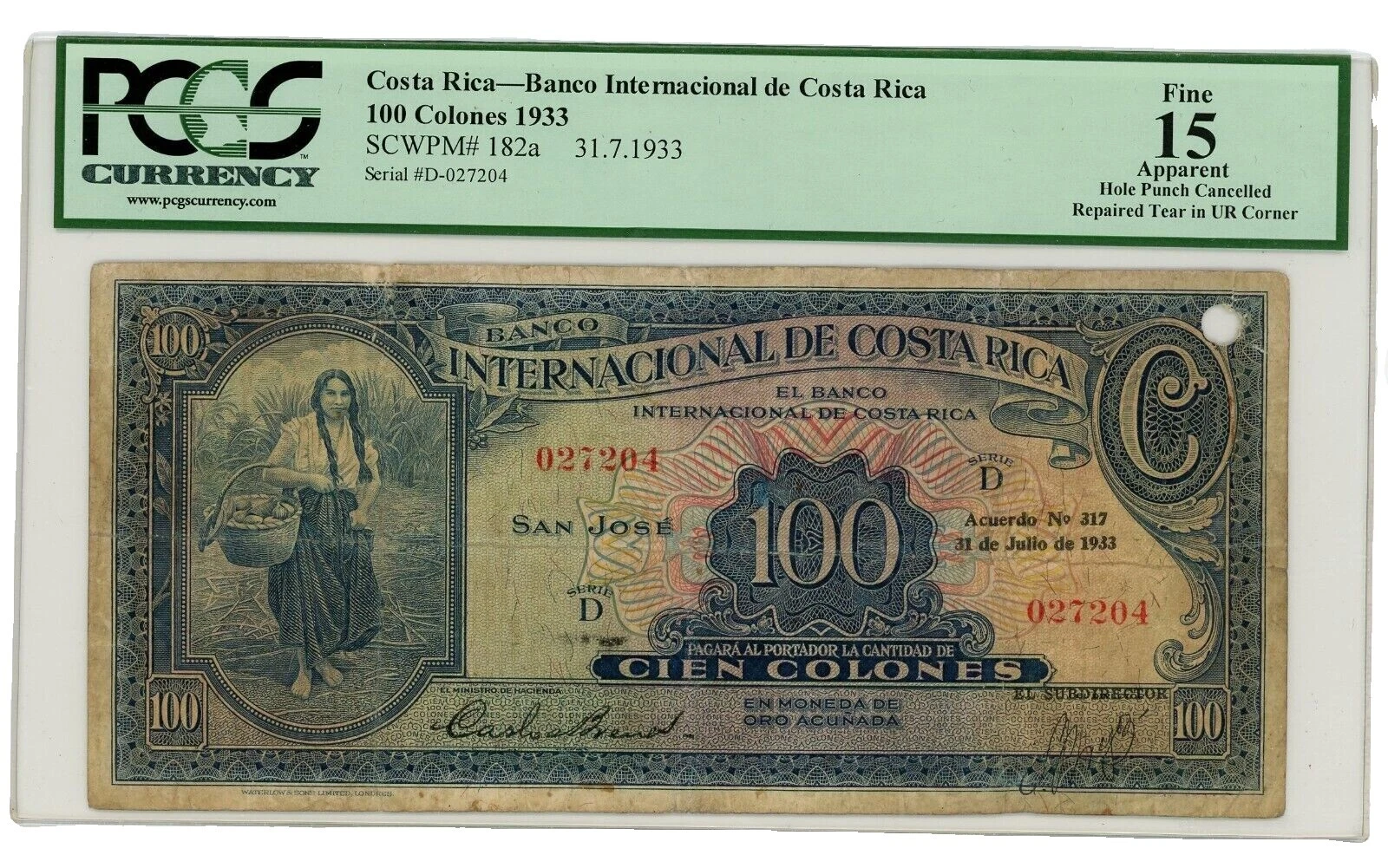 1933 año de billetes de Norteamérica y Centroamérica