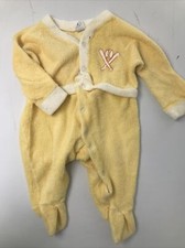 Vintage Toddler's Baseball Yellow Button Close Romper One Piece Outfit