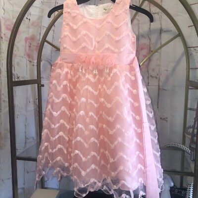 Richie House Girl's Peach Dress Size 8 Lace Ruffled Layered Jeweled Holiday  | eBay