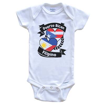 Puerto Rican Filipino Heart Flags Puerto Rico Philippines Baby Bodysuit