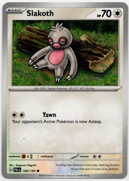 Pokemon -  Slakoth - 160/193  - Paldea Evolved - NM/M