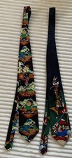 Set Of 2 Vintage Looney Tunes Mania Golf Neckties Taz Bugs Daffy Sylvester