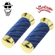 Original Lowrider Bicycle Grips Velour Gold/Blue Two-Tone Bicycles Grips Bike
