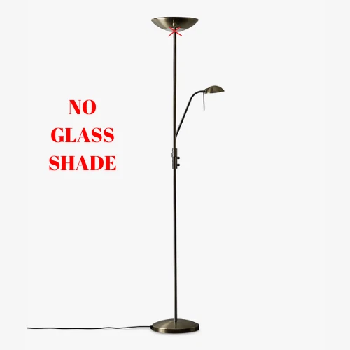 John Lewis Zella LED Floor Lamp H180 x W55 x D28cm Brass NO GLASS SHADE