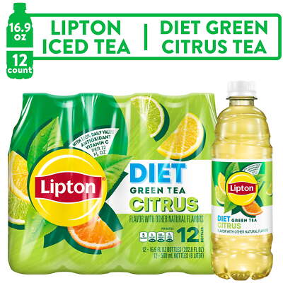 Diet Green Tea Citrus Iced Tea, Bottled Tea Drink, 16.9 Fl Oz, 12 Pack Bottles