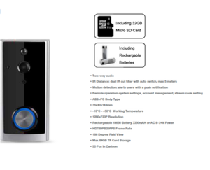 V Tac Smart Doorbell Wifi Wireless Motion Activated Video Ringbell 2 Way Talk Ebay
