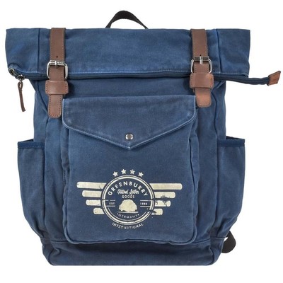 Greenburry Rucksack Canvas Backpack 37x41cm mit Laptopfach Aviator blau