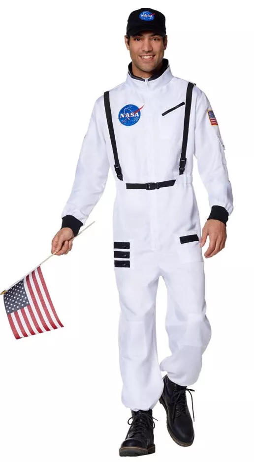 ASTRONAUT JUMPSUIT COSTUME NASA WHITE SHUTTLE SHIP MOON SPACE SUIT