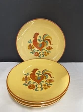 4 Vintage Taylor Smith Reveille Rooster Salad / Bread Plates 6.75" 6 3/4" A