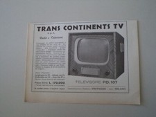 advertising Pubblicità 1954 TRANS CONTINENTS TV TELEVISORE PD. 107