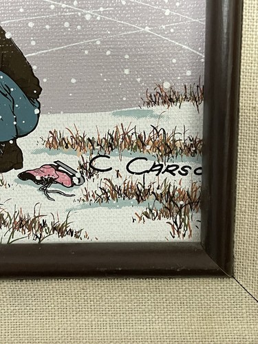 Vintage Amish Scenes Framed C. Carson Paintings, Set of 2 - Picture 5 of 9