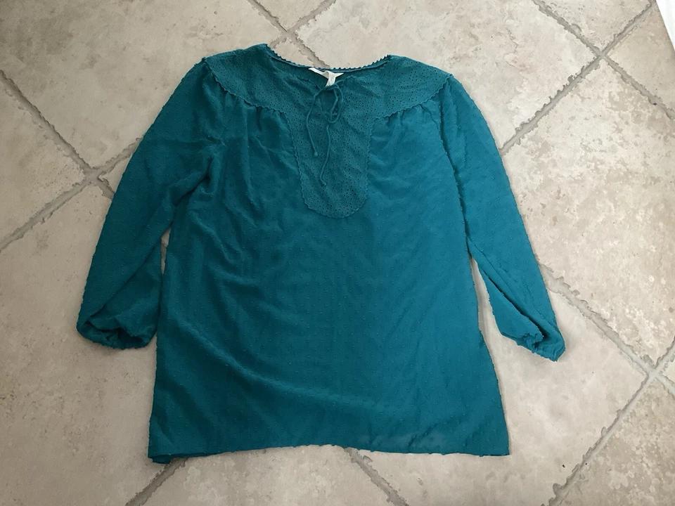 Blusa para mujer Matilda Jane verde azulado campesino transparente carisma una vez S Foto 2 de 4