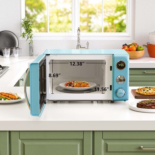 Retro Countertop Microwave Oven 700W Auto Menus 9.6” Removable Glass Turntable - Picture 13 of 14