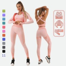 3Pcs Seamless Yoga Set Gym Fitness Clothing Women Yoga Suit Sportswear Workout