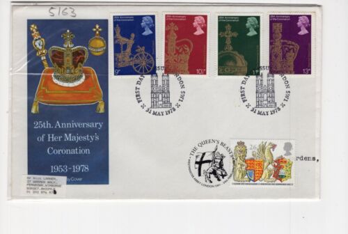 1978 CORONATION FDC CANC LONDON USED AGAIN 1998 QUEENS BEASTS FD - Photo 1 sur 1