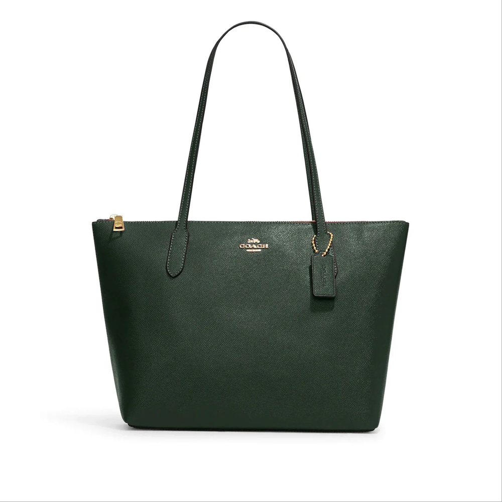 Authentic Coach leather Zip top tote,amazon green NWT