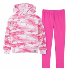 Lucky Brand Girls Youth Pink Camo Plush Top  Legging 2-piece Set Size: M-10/12