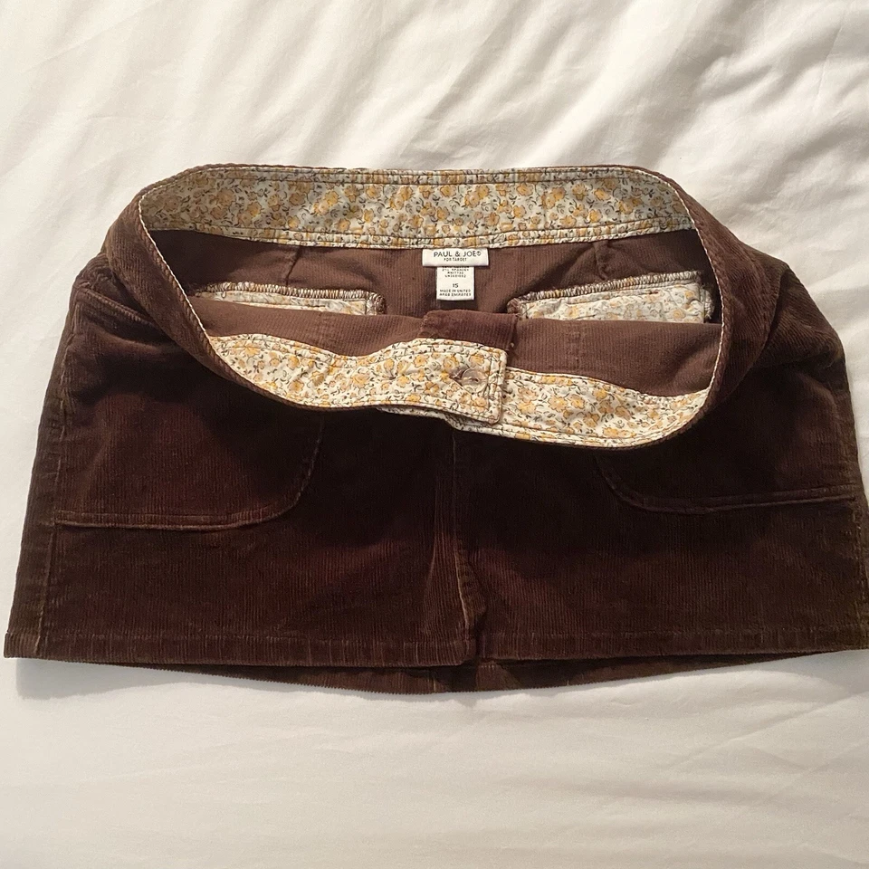 RARO Y2K Paul & Joe Para Target Pana Marrón Oscuro Micro MINI FALDA talla 15 Foto 2 de 4