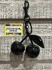 Black Glitter Cherry Bag Charm key Chain NWOT