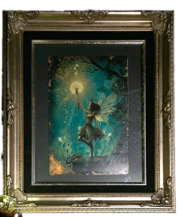 Gerahmter mattierter vertikaler Fee Fantasy Kunstdruck auf Metall, Whimsygoth Wanddeko