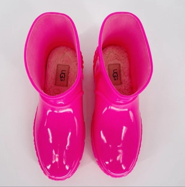 Ugg Kids Drizlita Rain Boots Pink Sherpa Lined Waterproof Shoes New Size 4 5 6 - Image 2 of 4