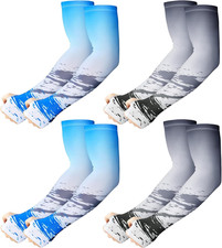4 Pairs UV Sun Protection Arm Sleeves for Men Women Anti Slip Ice Silk Coolin...