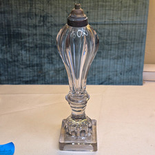 19th C  Sandwich Glass Whale Oil Lamp Base Am...