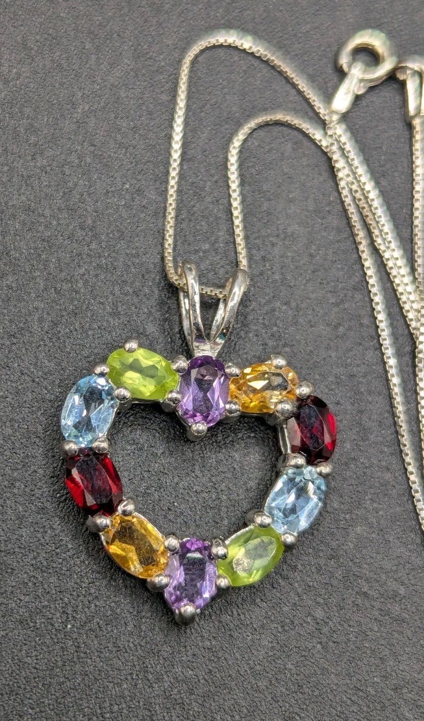 Sterling Silver Multicolor Multi Gemstone Open He… - image 6