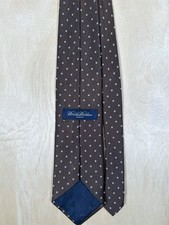 Vintage Brooks Brothers Makers Neck Tie Brown Polka Dot Pure Silk USA Made