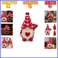 Valentine Gnome Ceramic Tree Light - Romantic Red Decor for Feb 14