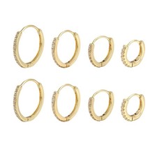 8pcs Alloy Hinged Hoop Huggie Ear Earrings for Women Girl Set Gift