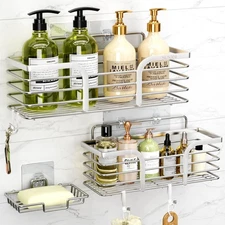 Yougai Shower Caddy Shower Shelf with Soap Dish and 4 Hooks, SUS304 Stainless...