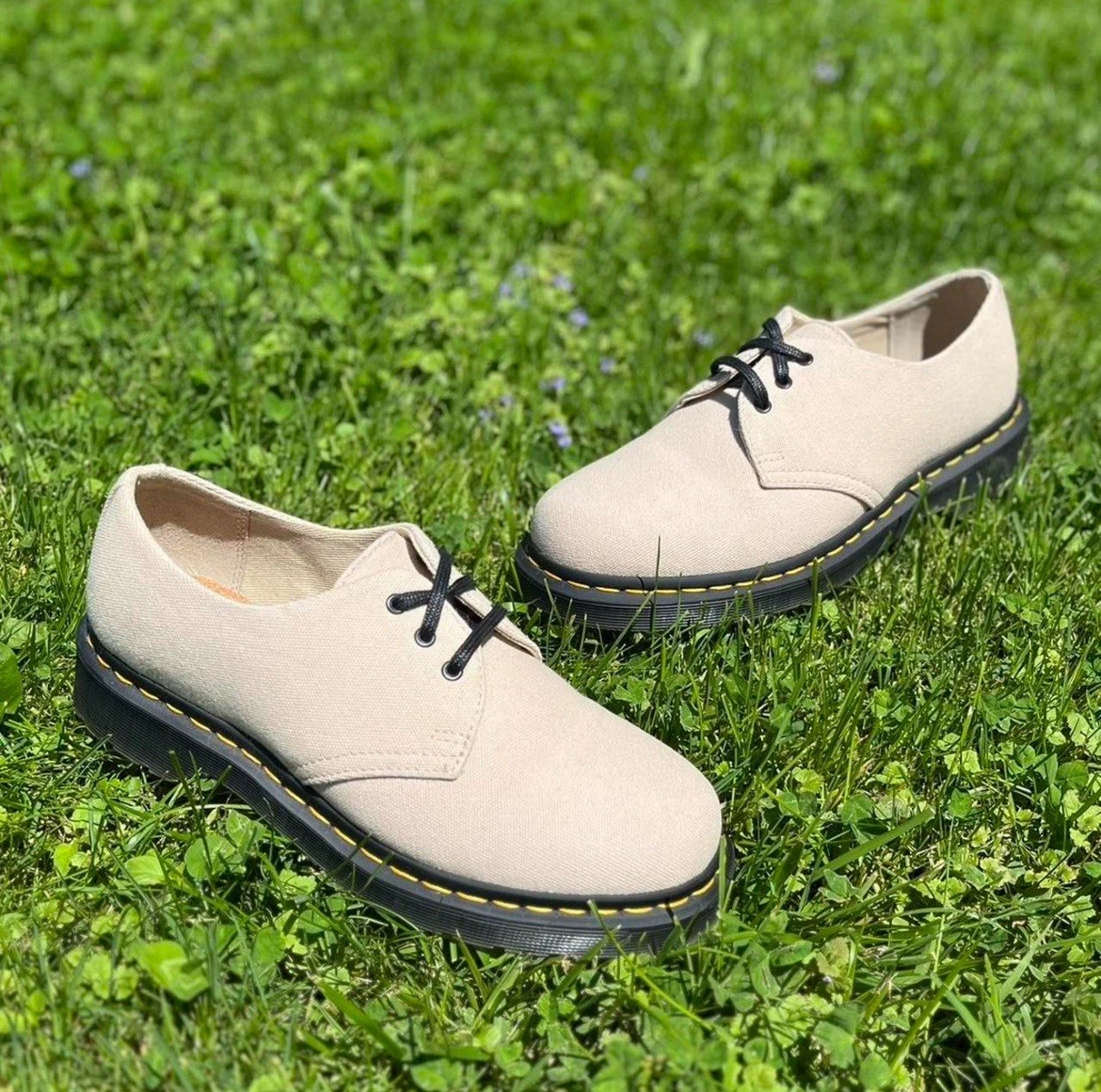 Dr. Martens toile crème 1461 Oxfords taille 7 hommes/8 femmes Supreme Rick MM6 Marc