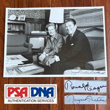 RONALD REAGAN & MARGARET THATCHER Autograph Duo Photo Signed President * PSA