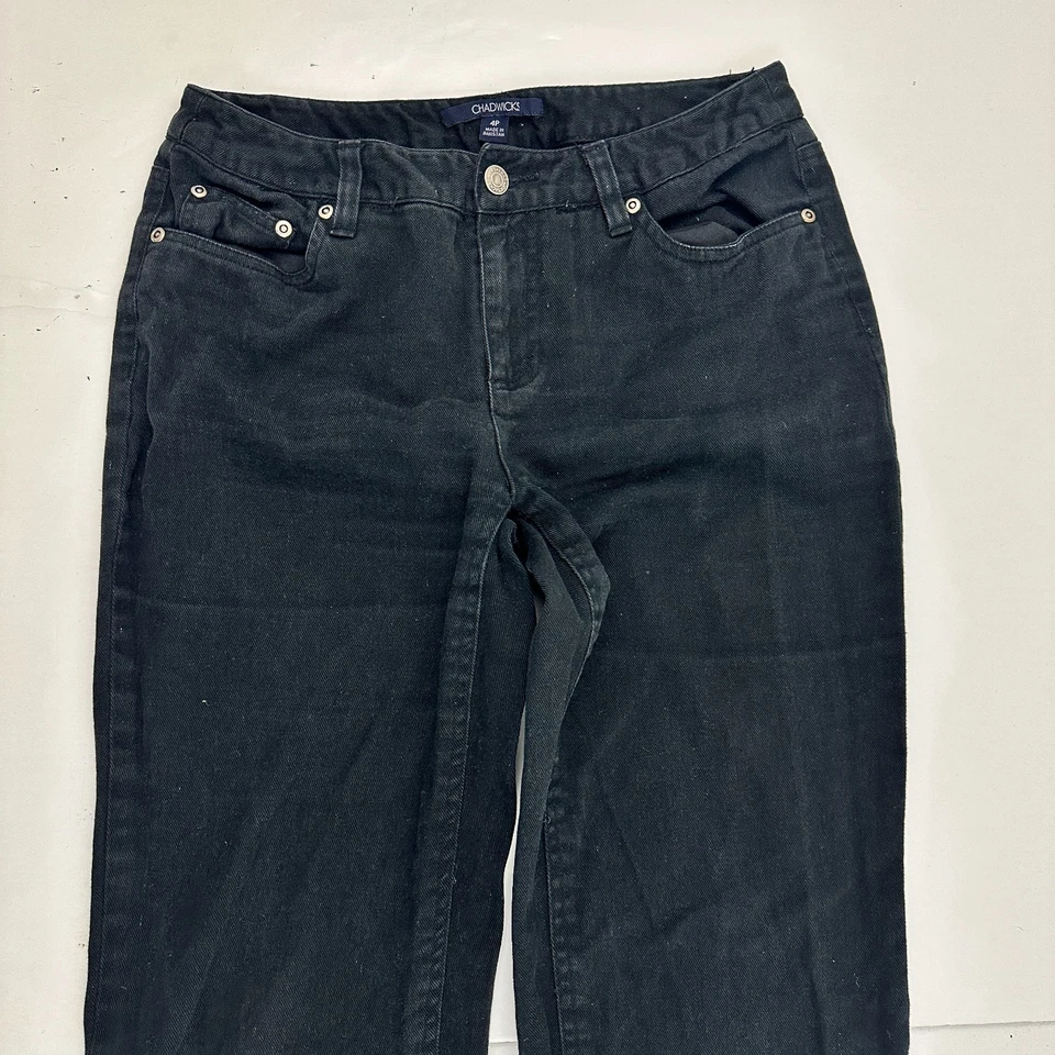 Vaqueros de mezclilla negros Chadwicks de pierna recta para mujer talla 4P Foto 2 de 4