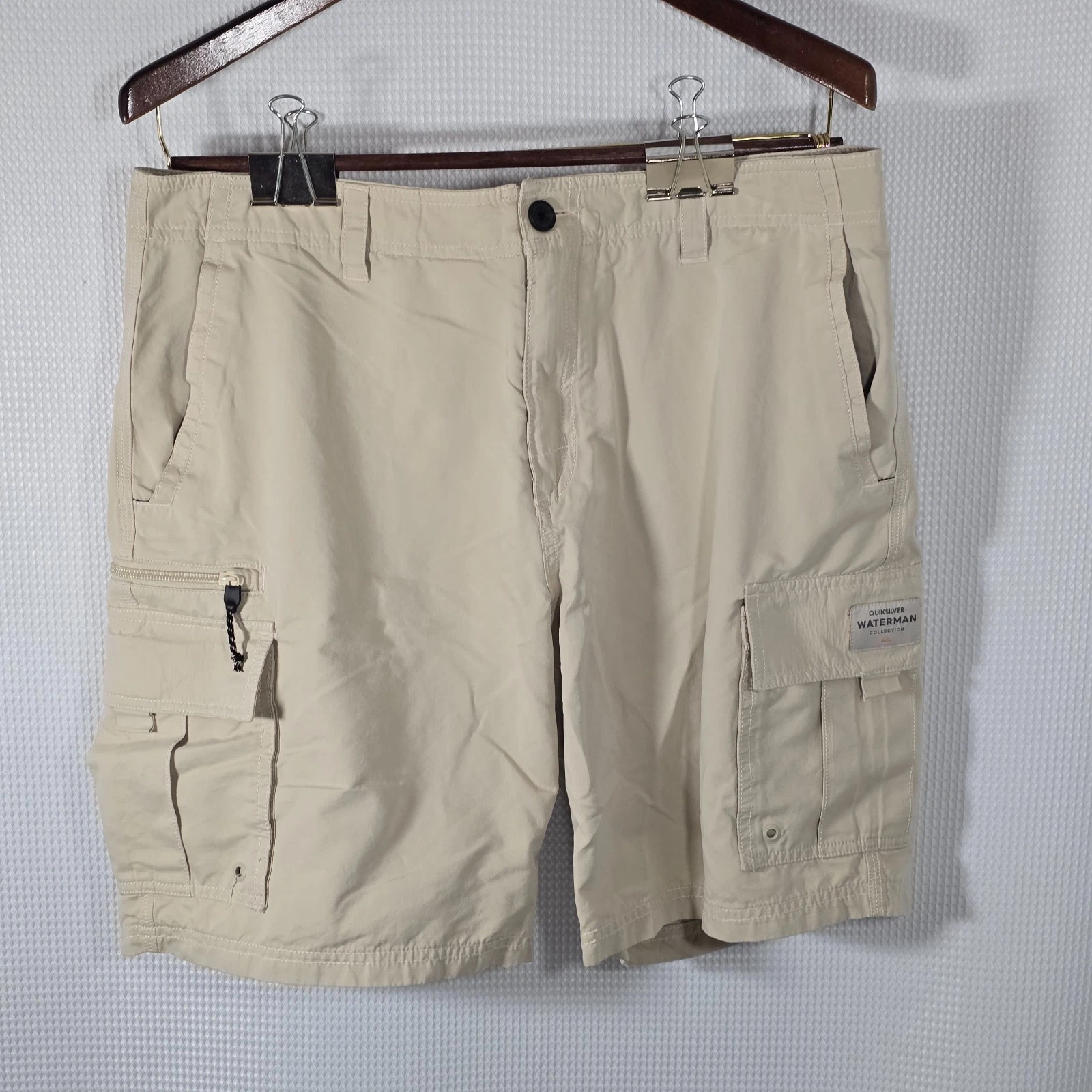 Quiksilver Waterman Cargo Shorts 33 Khaki Stretch Outdoor Hiking Fishing