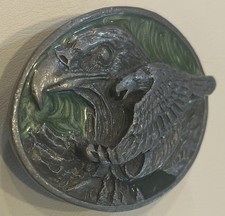 1988 Belt Buckle Siskiyou Pewter And Green Enamel Eagle & Hawk John Denver