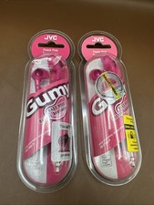 Two Pair JVC HAF160P Gumy Ear Bud Headphone Pink