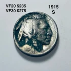 1915-S Buffalo Nickel, VF, Very Fine, 3/4 Horn, Semi Key Date *Details