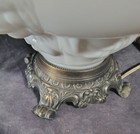 Gone with the Wind Vintage Milk Glass Lion Head Table Lamp Flowers & Lions — photo 6
