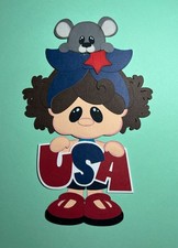 USA Girl Patriotic Scrapbook Die Cut Embellishment  Fourth of July     